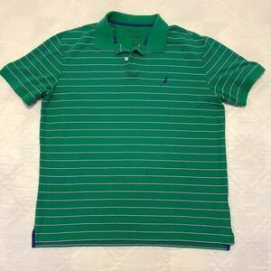 Nautica Performance Green‎ striped Deck Polo Shirt size XL
